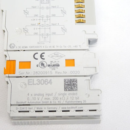 Beckhoff EL3064 EtherCAT-Klemme analoge / Neu - Maranos.de