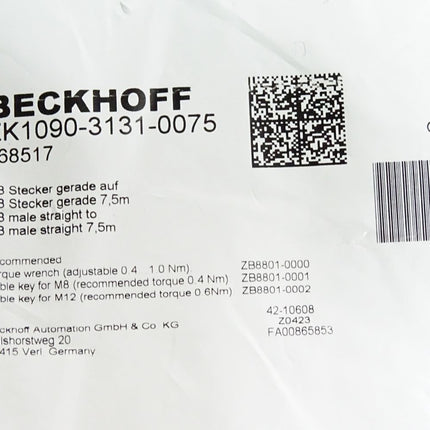 Beckhoff ZK1090-3131-0075 7.5m EtherCAT-Leitung / Neu OVP - Maranos.de