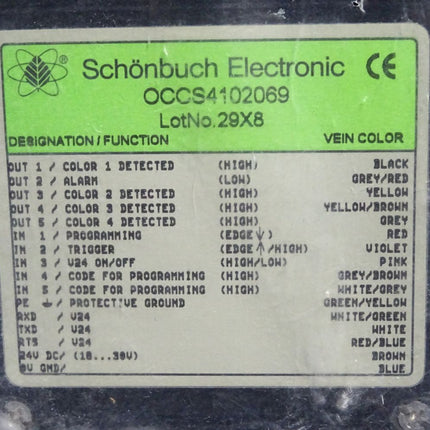 Schönbuch Electronic OCCS OCCS4102069 Color Sensor OPTOR OCCS4102 / Neu OVP - Maranos.de