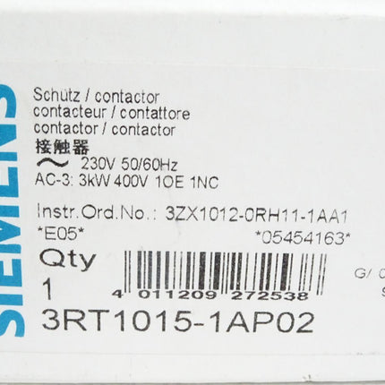 Siemens Schütz 3RT1015-1AP02 / Neu OVP - Maranos.de