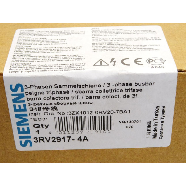 Siemens 3-Phasen Sammelschiene / 3RV2917-4A /  Neu OVP versiegelt - Maranos.de