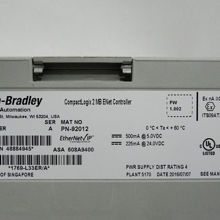 Allen Bradley 1769-L33ER CompactLogix 2 MB ENet Controller - Maranos.de