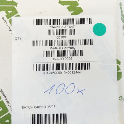 Wago 734-203 1-Leiter-Federleiste / Inhalt : 100 Stück / Neu OVP - Maranos.de