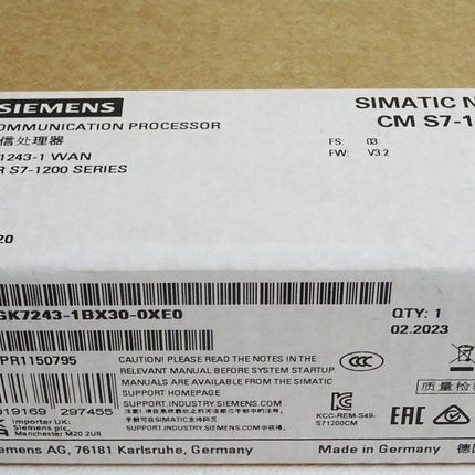 Siemens CM S7-1200 CP1243-1 WAN 6GK7243-1BX30-0XE0 / Neu OVP versiegelt - Maranos.de