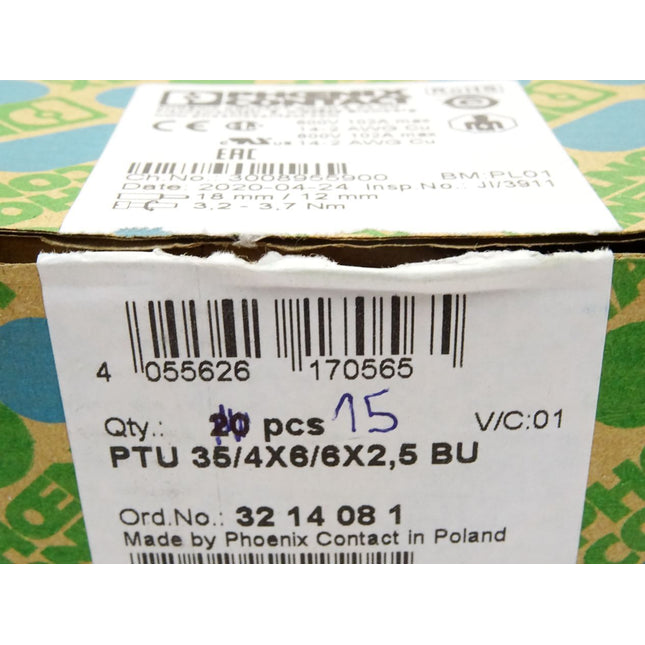 Phoenix Contact Potenzialsammelklemme PTU35/4X6/6X2,5 / 3214081 / Inhalt : 15 Stück / Neu OVP - Maranos.de