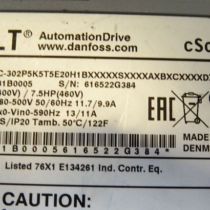 Danfoss VLT Automation Drive 131B0005 FC-302P5K5T5E20H1 Frequenzumrichter 5.5kW - Maranos.de