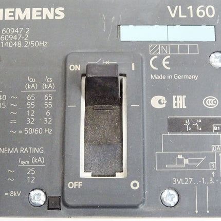 Siemens VL160 Leistungsschalter mit Überstromauslöser 3VL2716-1AA33-0AA0 3VL9216-6SS30 - Maranos.de