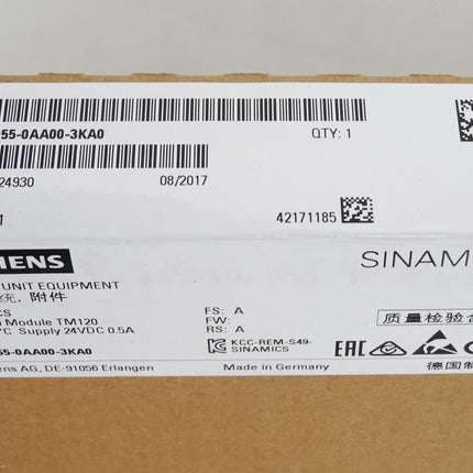 Siemens Sinamics Control Unit Equipment 6SL3055-0AA00-3KA0 / Neu OVP versiegelt - Maranos.de