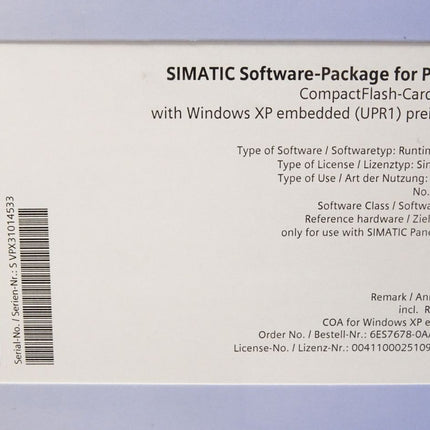 Siemens 6ES7678-0AA00-4EA0 Simatic Software Package for PC 477B Flash-Card 8GB / Neu OVP - Maranos.de