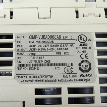 Yaskawa V1000 CIMR-VUBA0006EAB Frequenzumrichter 200V / 1 Phase / 6A / 5A - Maranos.de