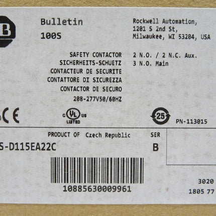 Allen-Bradley Sichereits-Schuetz 100S-D115EA22C / Neu OVP - Maranos.de