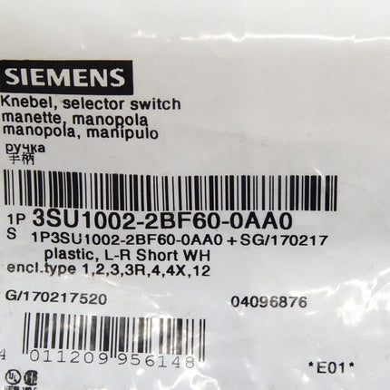Siemens Knebel 3SU1002-2BF60-0AA0 / Neu OVP - Maranos.de