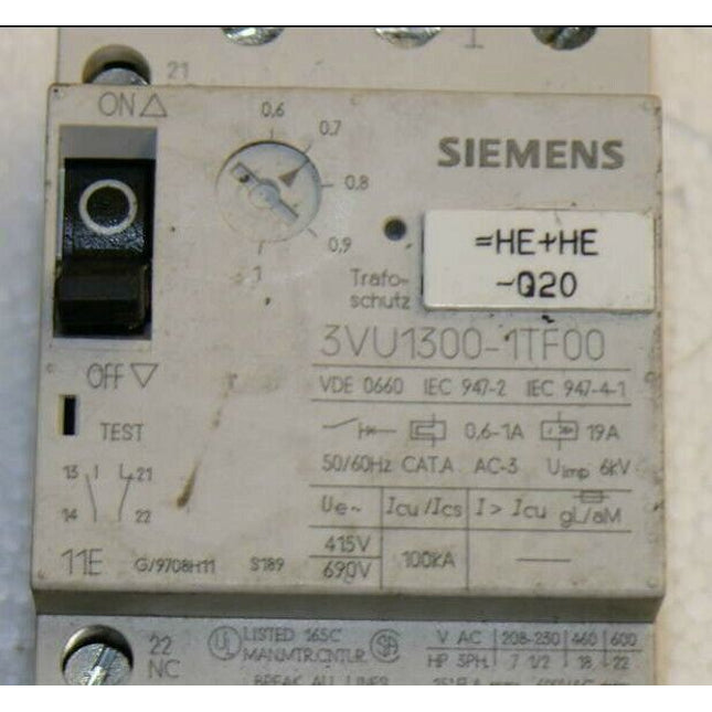 SIEMENS 3VU1300-1TF00 MOTOR CONTROL - Maranos.de