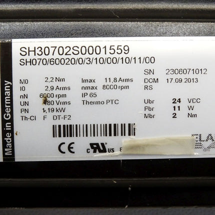 Schneider Electric Servomotor SH30702S0001559 SH070/60020/0/3/10/00/10/11/00 6000-8000 rpm 1.19kW SH3 070 - Maranos.de