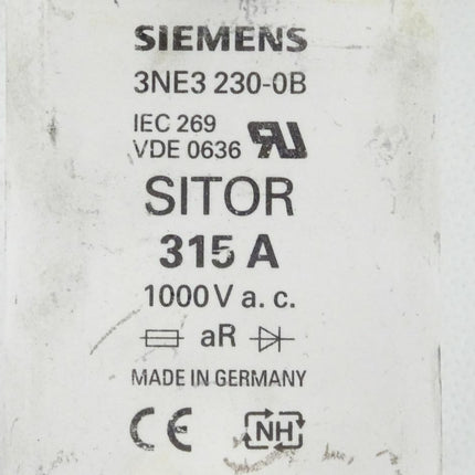 Siemens SITOR 3NE3230-0B IEC269 VDE0636 315A 1000V a.c. / 3NE3 230-OB - Maranos.de