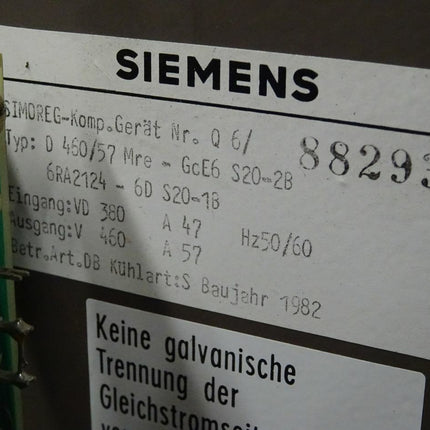 Siemens Simoreg D 460/57 / 6RA2124-6DS20-1B / 6RA 2124-6DS20-1B - Maranos.de