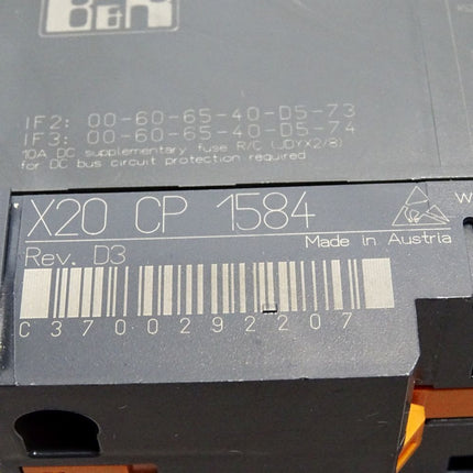 B&R X20CP1584 Rev.D3 X20 CP 1584 Steuerung Intel ATOM 600 MHz - Maranos.de