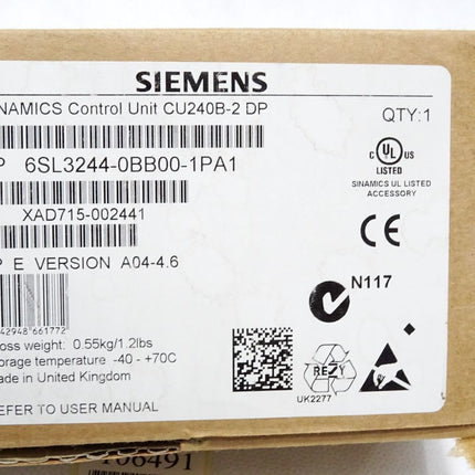 Siemens Sinamics Control Unit CU240B-2 DP 6SL3244-0BB00-1PA1 / Neu OVP - Maranos.de