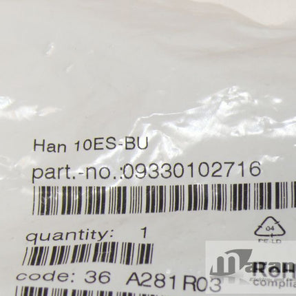 Neu-OVP: Harting 10 ES-BU Buchseneinsatz / 0933301027716/ 09 33 01 02 7716 - Maranos.de