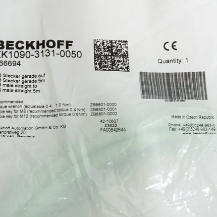Beckhoff ZK1090-3131-0050 EtherCAT-Leitung 5m / Neu OVP - Maranos.de