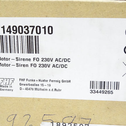 FHF Funke+Huster Motor-Sirene F0 230V AC/DC / 2149037010 / Neu OVP - Maranos.de
