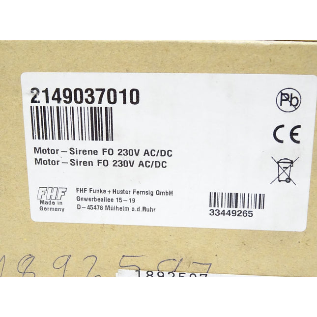 FHF Funke+Huster Motor-Sirene F0 230V AC/DC / 2149037010 / Neu OVP - Maranos.de