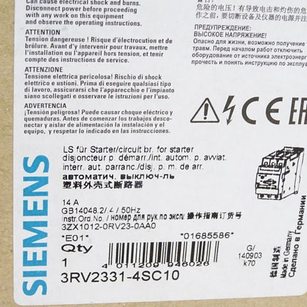Siemens Leistungsschalter 3RV2331-4SC10 / Neu OVP - Maranos.de