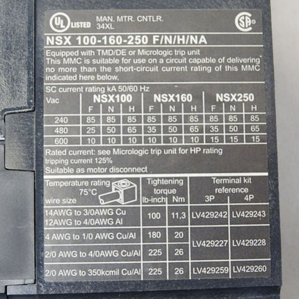 Schneider Electric Kompaktleistungsschalter Compact NSX100H vigi NSX100/160 NSX100-160-250 F/N/H/NA - Maranos.de