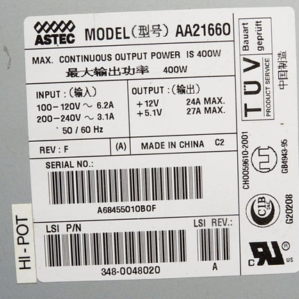 Astec AA21660 Power Supply 400W 348-0048020 - Maranos.de