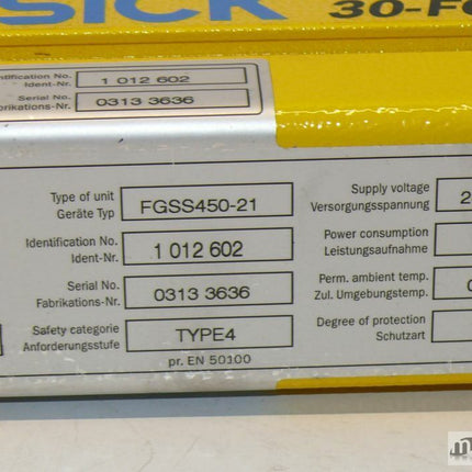 NEU - SICK 30-FGS / FGSS450-21 / 1012602 Lichtschranke Lichtgitter nur Sender // - Maranos.de