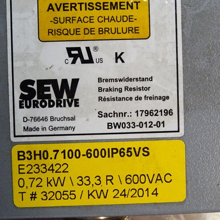 SEW Eurodrive Bremswiderstand BW033-012-01 17962196 - Maranos.de