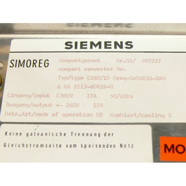 Siemens Simorerg 6RA2113-6DK26-0 Kompaktgerät 6 RA 2113 - Maranos.de