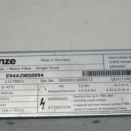 LENZE Netzfilter E94AZMS0094 / E94 AZMS0094 Singel Drive - Maranos.de
