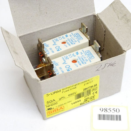 SIBA Sicherungen Fuses NH000 3URM Sicherungseinsätze 289752 50A gRL 690V 2047734.50 / Inhalt : 2 Stück / Neu OVP - Maranos.de