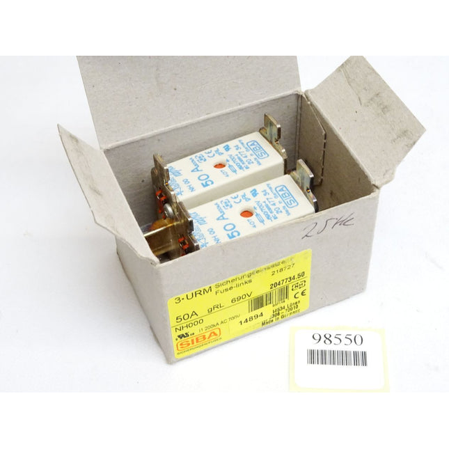 SIBA Sicherungen Fuses NH000 3URM Sicherungseinsätze 289752 50A gRL 690V 2047734.50 / Inhalt : 2 Stück / Neu OVP - Maranos.de