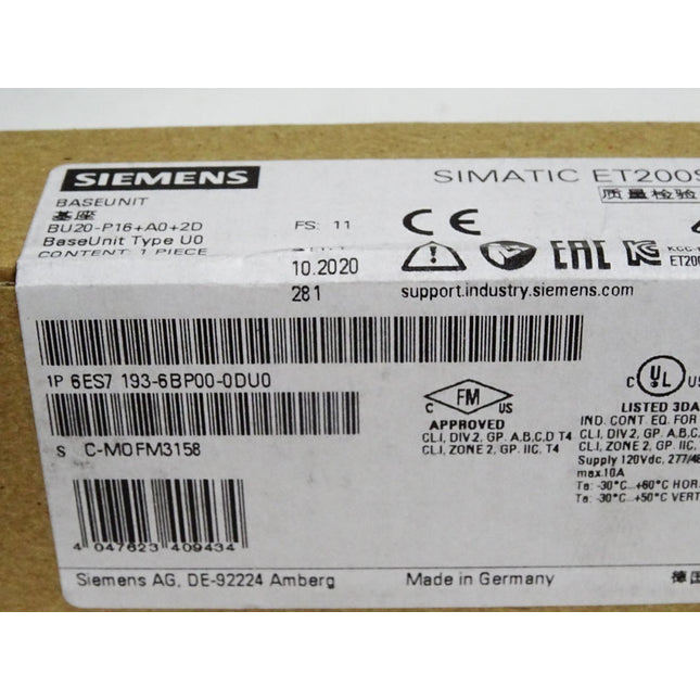 Siemens Base Unit 6ES7193-6BP00-0DU0 6ES7 193-6BP00-0DU0 / Neu OVP versiegelt - Maranos.de
