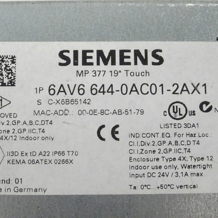 Siemens Back Cover für 6AV6 644-0AC01-2AX1 / 6AV6644-0AC01-2AX1 MP 377 Rückschal - Maranos.de