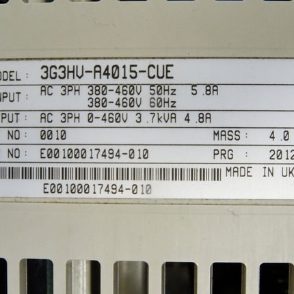 Omron Sysdrive inverter 3G3HV-A4015-CUE 3.7kVA - Maranos.de