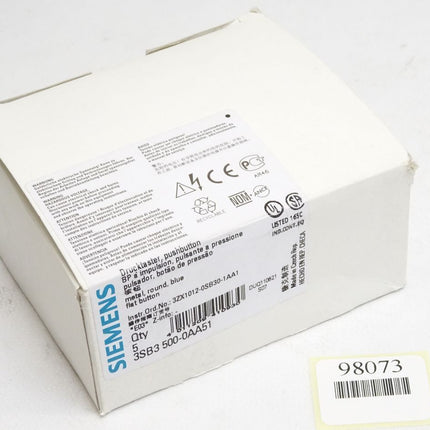 Siemens Drucktaster blau 3SB3500-0AA51 3SB3 500-0AA51 / Inhalt : 5 Stück / Neu OVP - Maranos.de