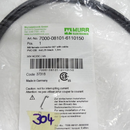 Murr Elektronik Kabel 1.5m 7000-08101-6110150 / Neu OVP/ Neu OVP - Maranos.de