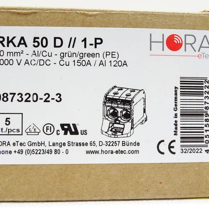 Hora etec grün Universalklemme RKA 50 D // 1-P 087320-2-3 / Inhalt:5 Stück / Neu OVP - Maranos.de