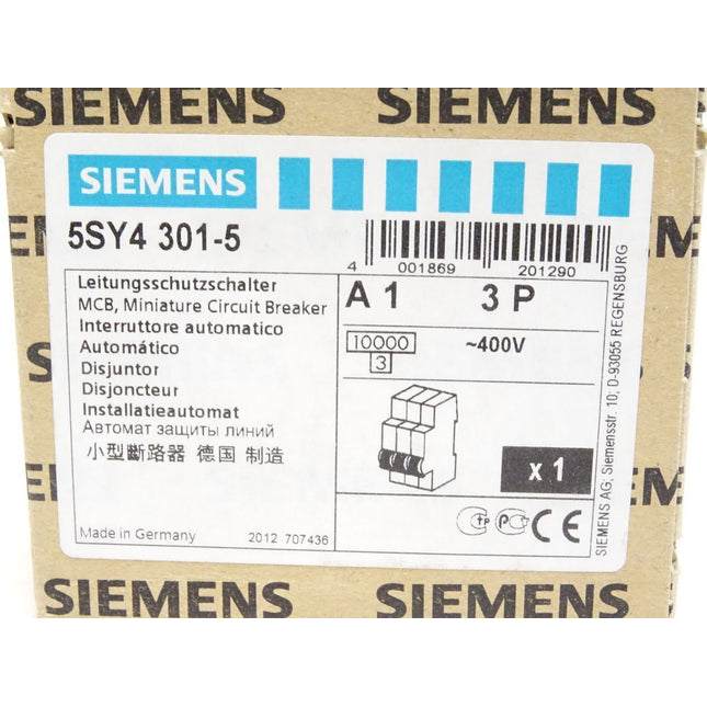 Siemens Leitungsschutzschalter 5SY4301-5 / Neu OVP - Maranos.de