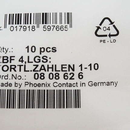 Phoenix Contact 0808626 ZBF 4,LGS:FORTL.ZAHLEN Zackband / Neu OVP - Maranos.de