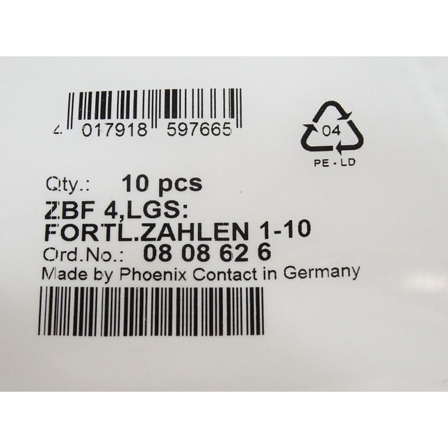 Phoenix Contact 0808626 ZBF 4,LGS:FORTL.ZAHLEN Zackband / Neu OVP - Maranos.de