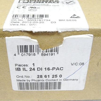 Phoenix Contact 2861250 IB IL 24 DI 16-PAC Digitalmodul / Neu OVP - Maranos.de