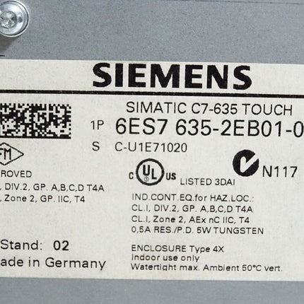 Siemens C7 Panel C7-635 Touch 6ES7635-2EB01-0AE3 6ES7 635-2EB01-0AE3 - Maranos.de