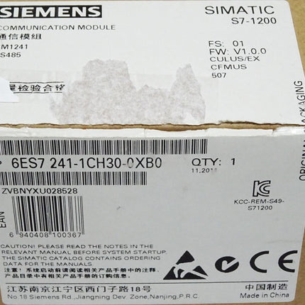 Siemens S7-1200 CM1241 6ES7241-1CH30-0XB0 6ES7 241-1CH30-0XB0 / Neu OVP - Maranos.de