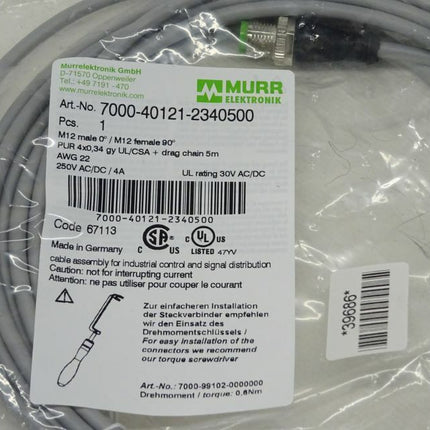 Murr Elektronik 7000-40121-2340500 / M12 / Code 67113 NEU - Maranos.de