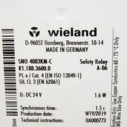 Wieland Safety Relay SNO 4083KM-C R1.188.3600.0 - Maranos.de
