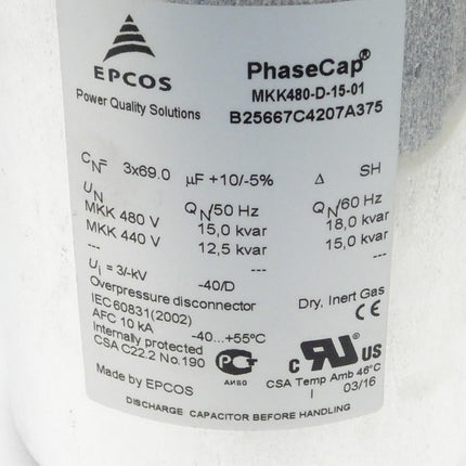 Epcos MKK480-D-15-01 Kondensator B25667C4207A375 neu - Maranos.de